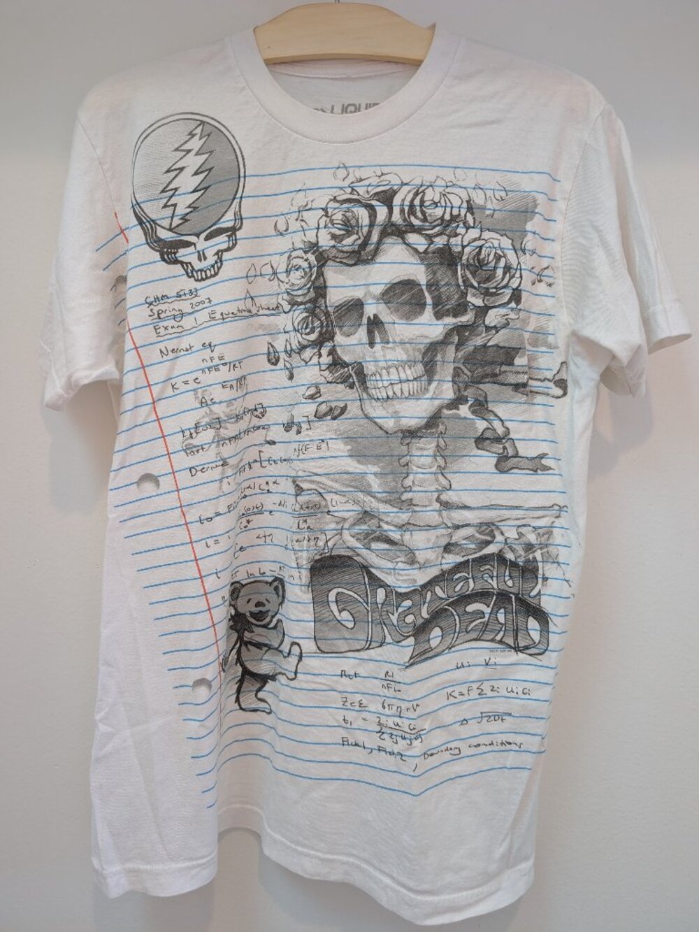 Grateful Dead Homework Doodles T-Shirt - Liquid Blue Size Medium